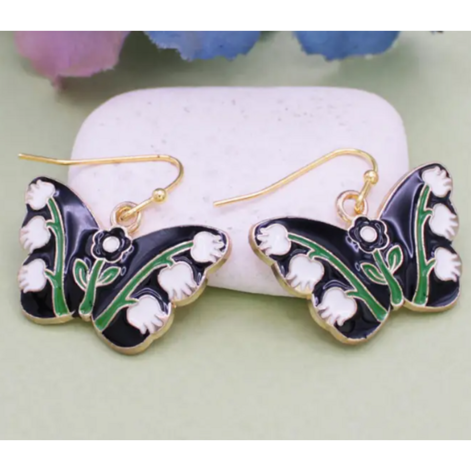 ZAD ZAD Pure Nature White Tulip Butterfly Earrings
