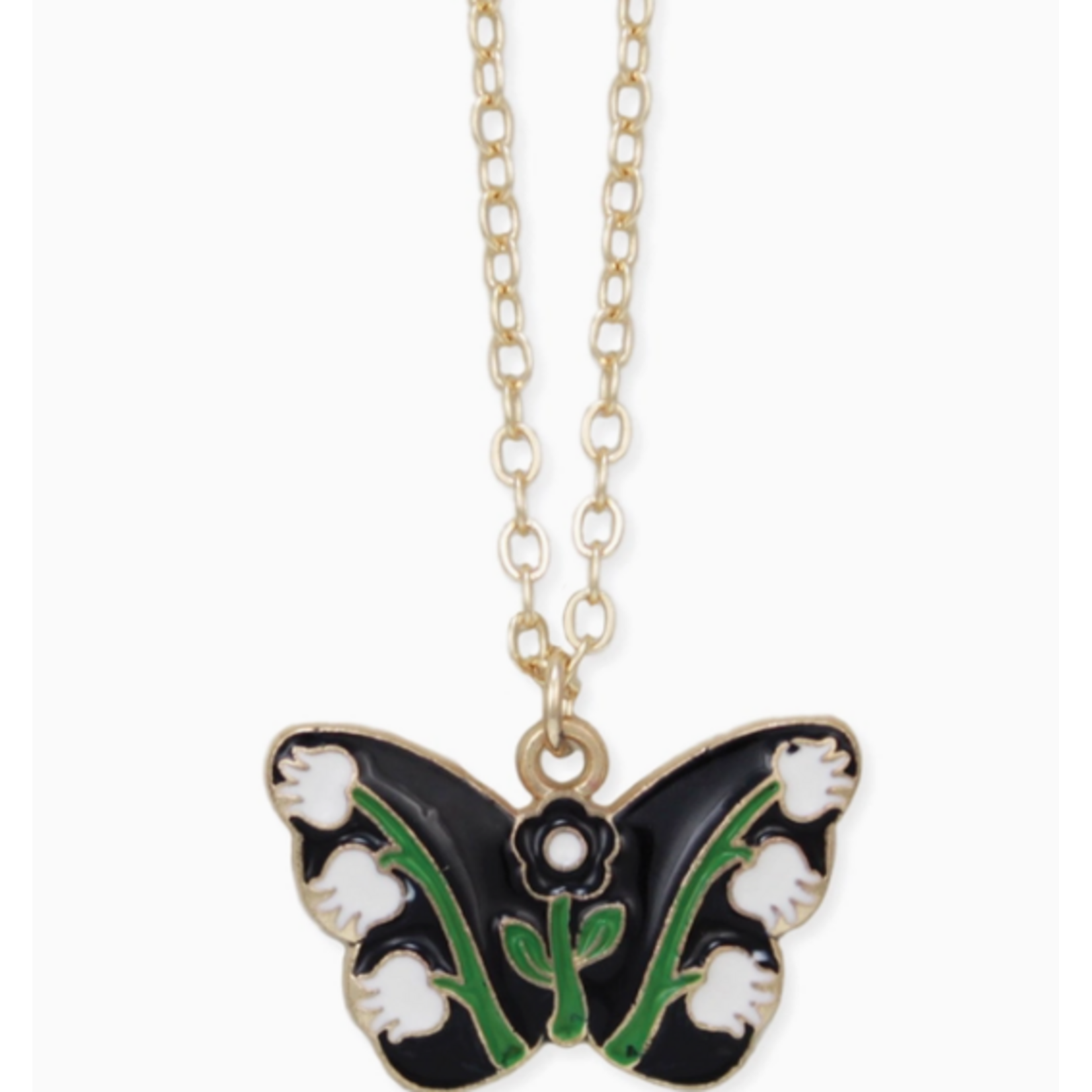 ZAD ZAD Pure Nature White Tulip Butterfly Necklace