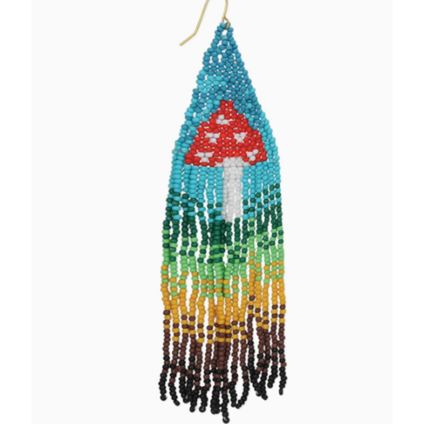 ZAD ZAD Retro Mushroom Stripes Seed Bead Earrings