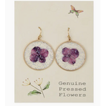 ZAD ZAD Round Gold Purple Dried Flower Glitter Earrings