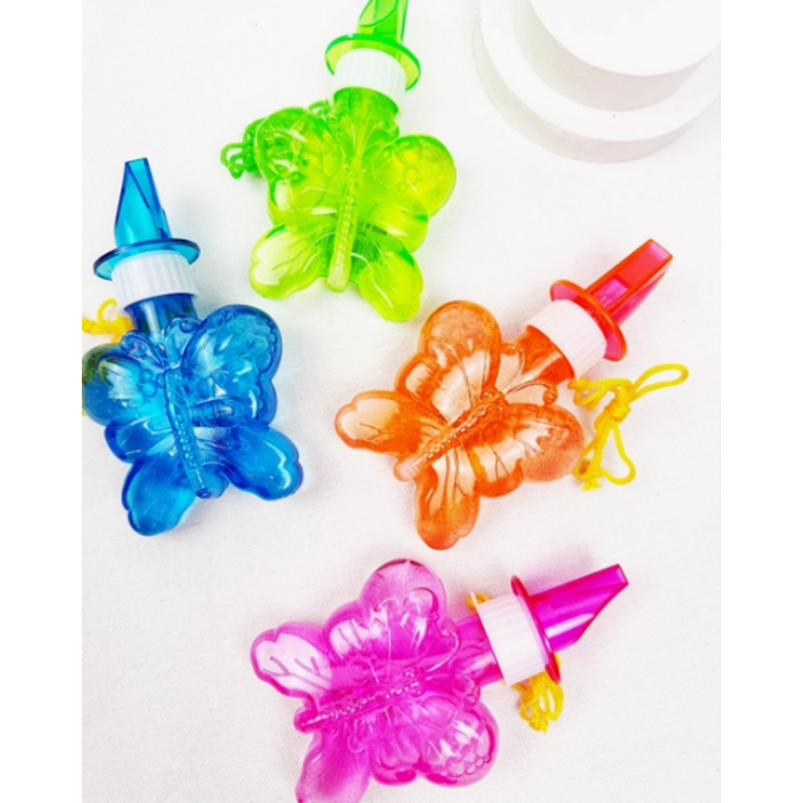 L&R Butterfly Bubble Blower with Whistle Toy