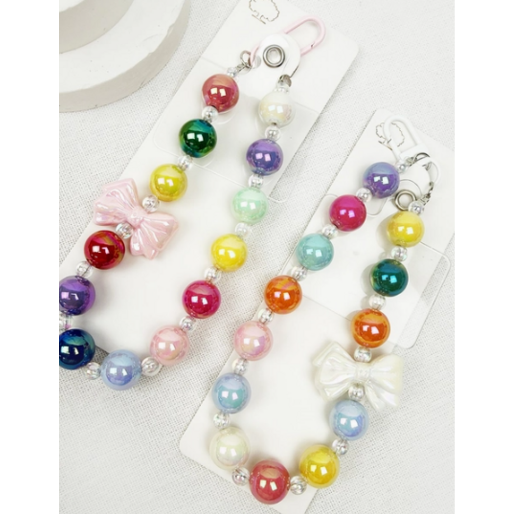 L&R Colorful Bow Mixed Bead Keychain Wristlet
