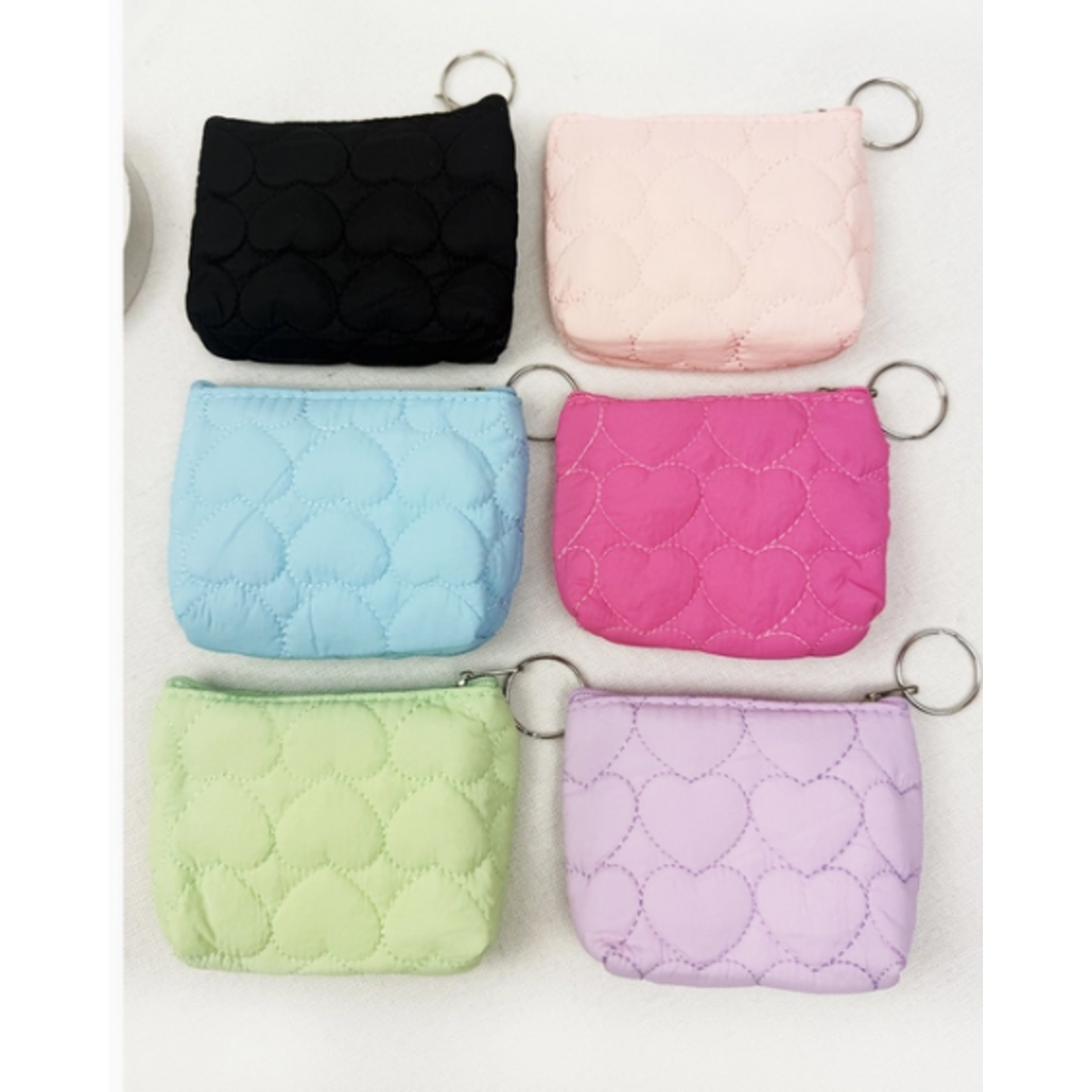 L&R Heart Embossed Detail Coin Purse with Key Ring