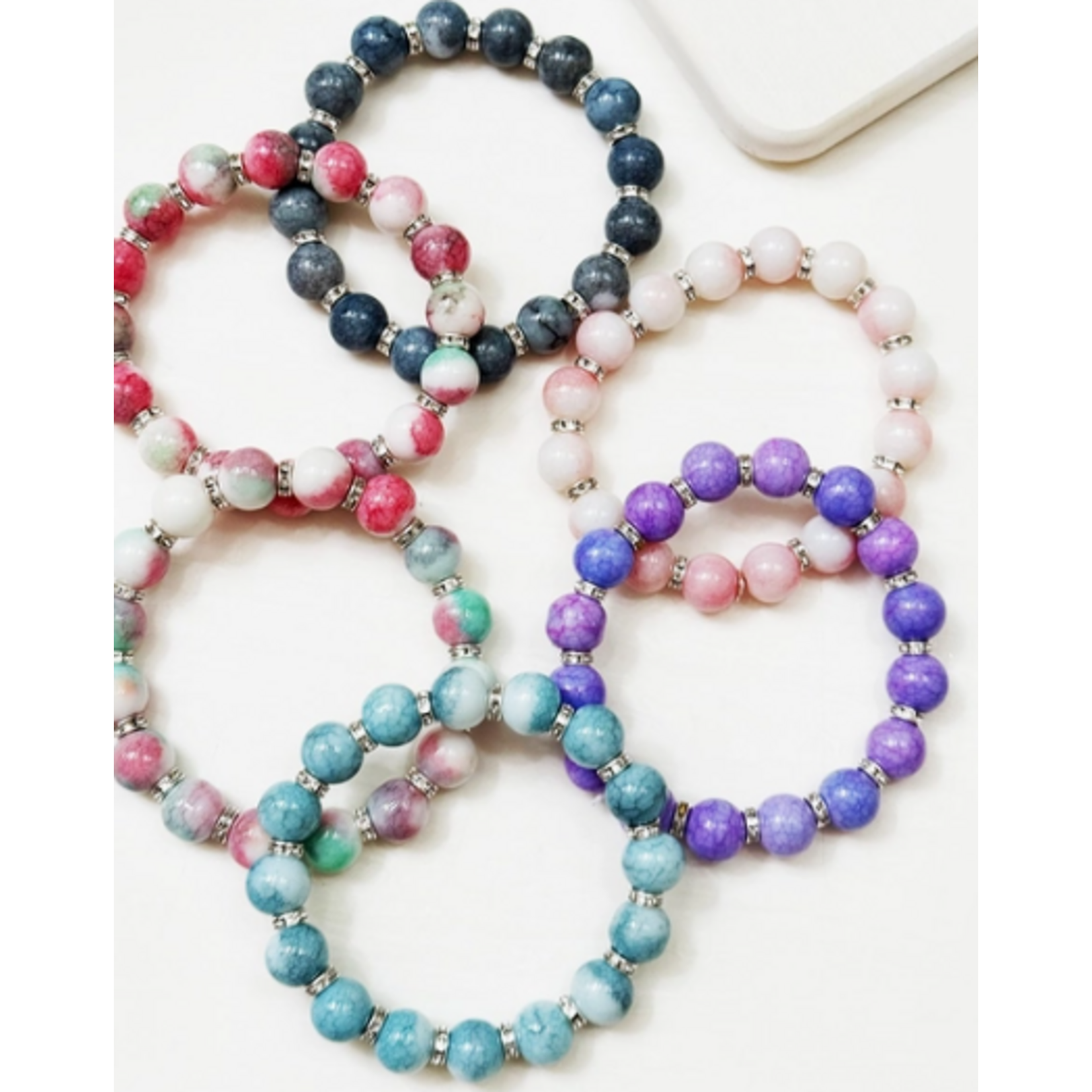 L&R Soft Tone Beaded Stretch Glass Bracelet