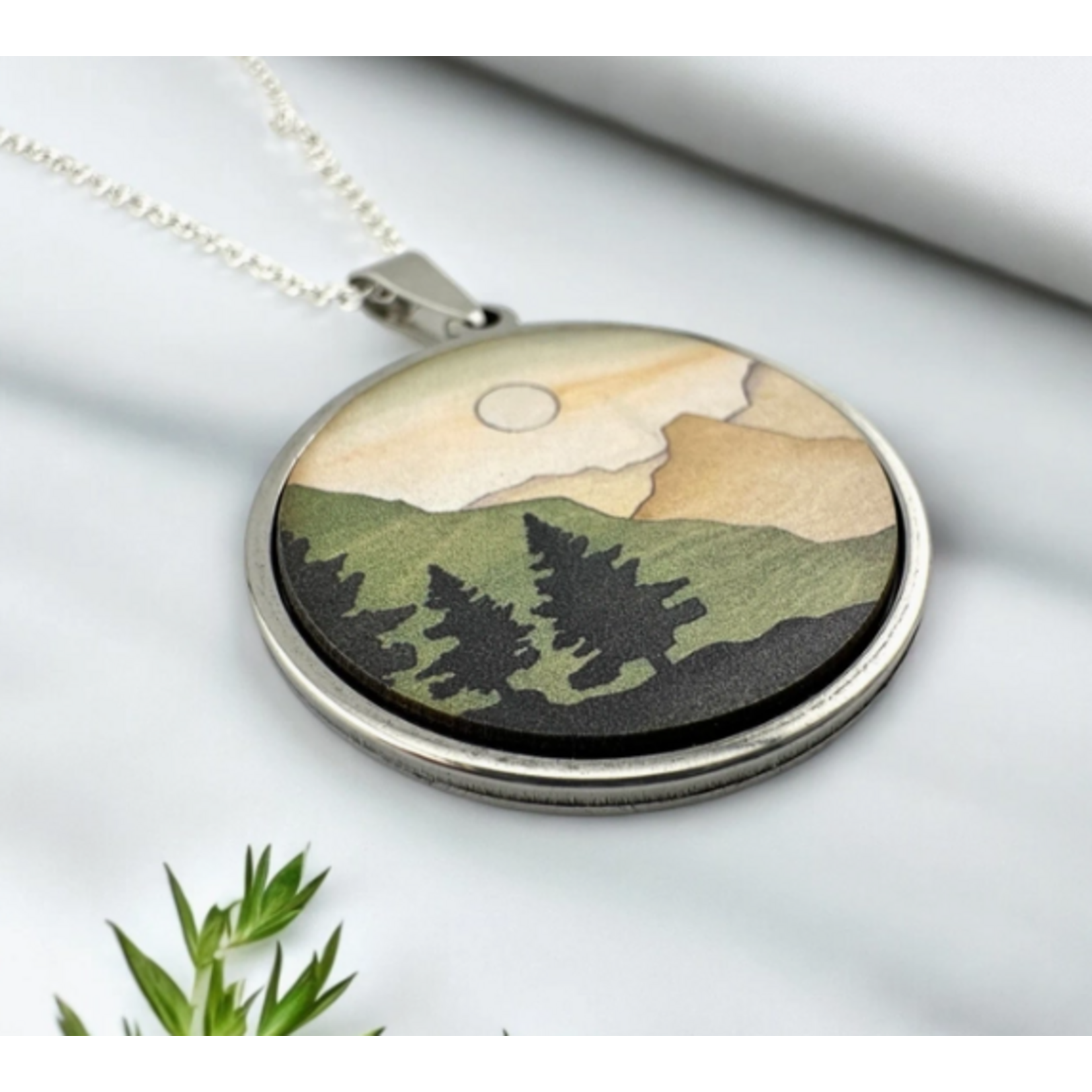 Vintage Adventures Vintage Adventures Forest Trees Mountain Silver Necklace