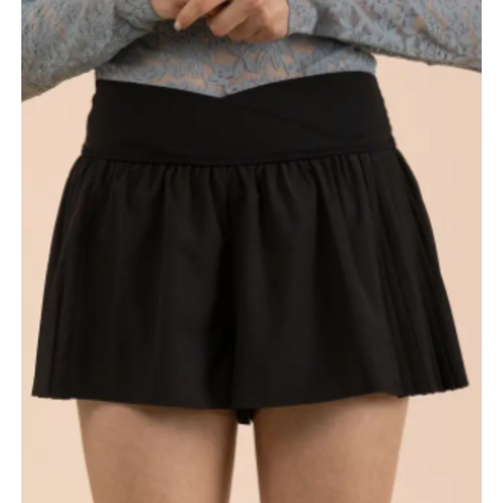 Very J Very J Side Pleated Detail Activewear Shorts