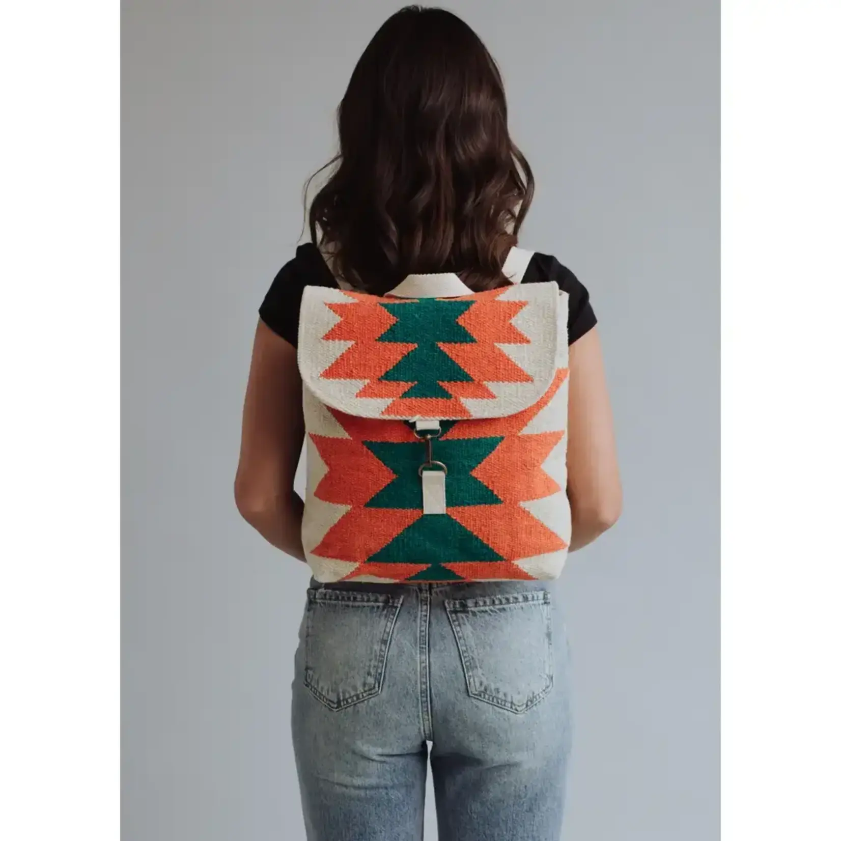Panache Apparel Panache Apparel Beige, Orange & Green Aztec Backpack