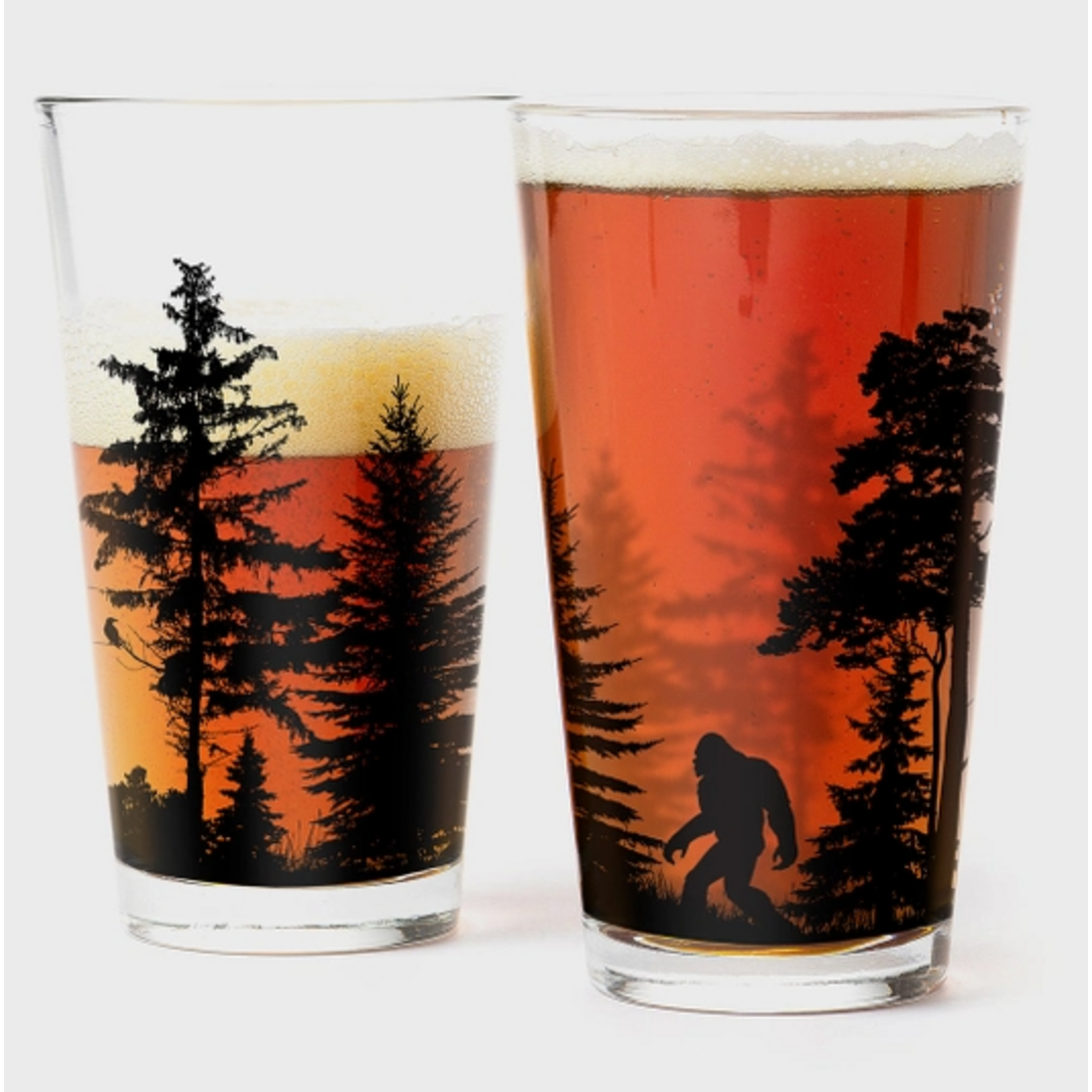 Black Lantern Black Lantern Bigfoot in the Forest Pint Glasses