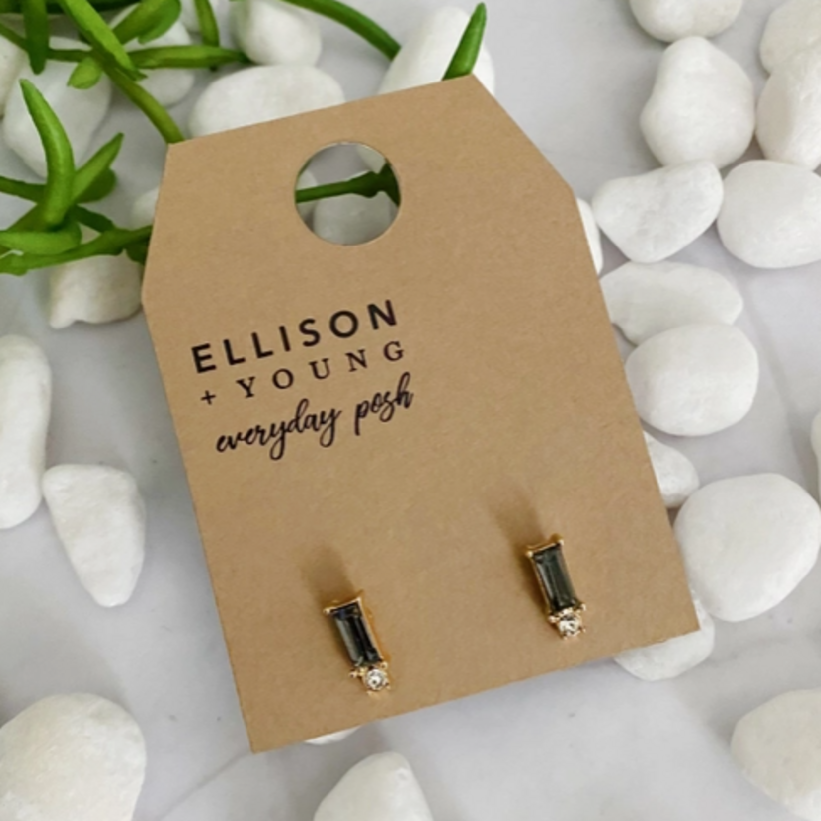 Ellison+Young E+Y Baguette Cut Stone Stud Earrings