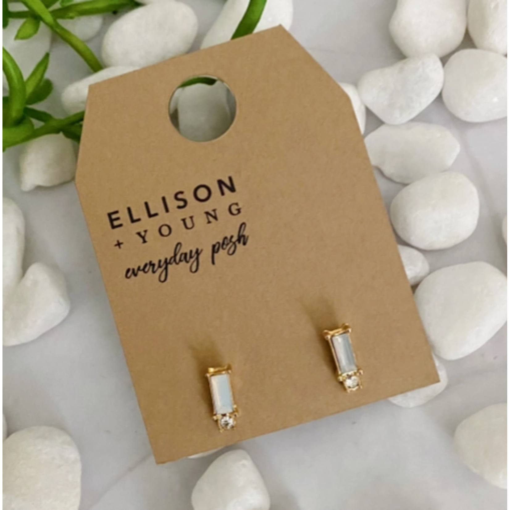 Ellison+Young E+Y Baguette Cut Stone Stud Earrings