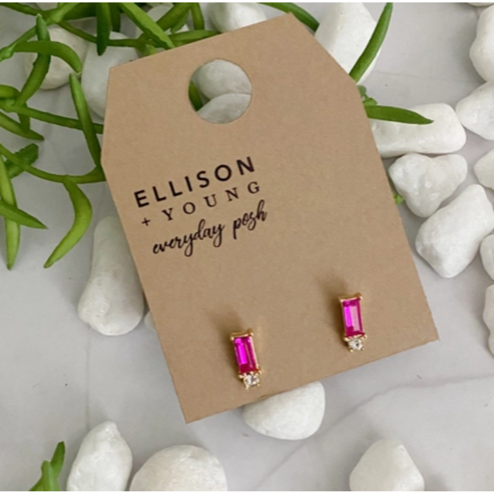 Ellison+Young E+Y Baguette Cut Stone Stud Earrings