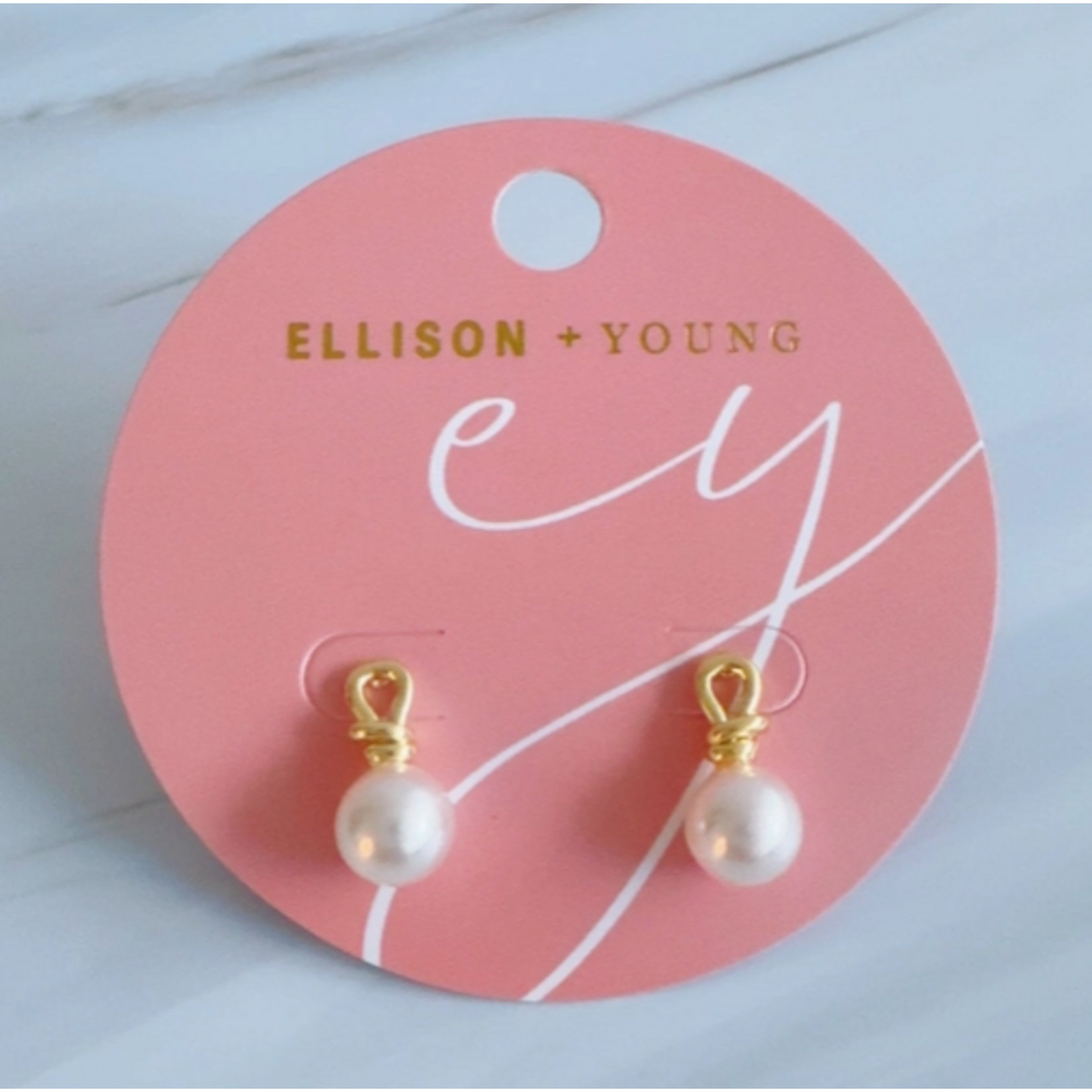 Ellison+Young E+Y Golden Loop Pearl Drop Earrings