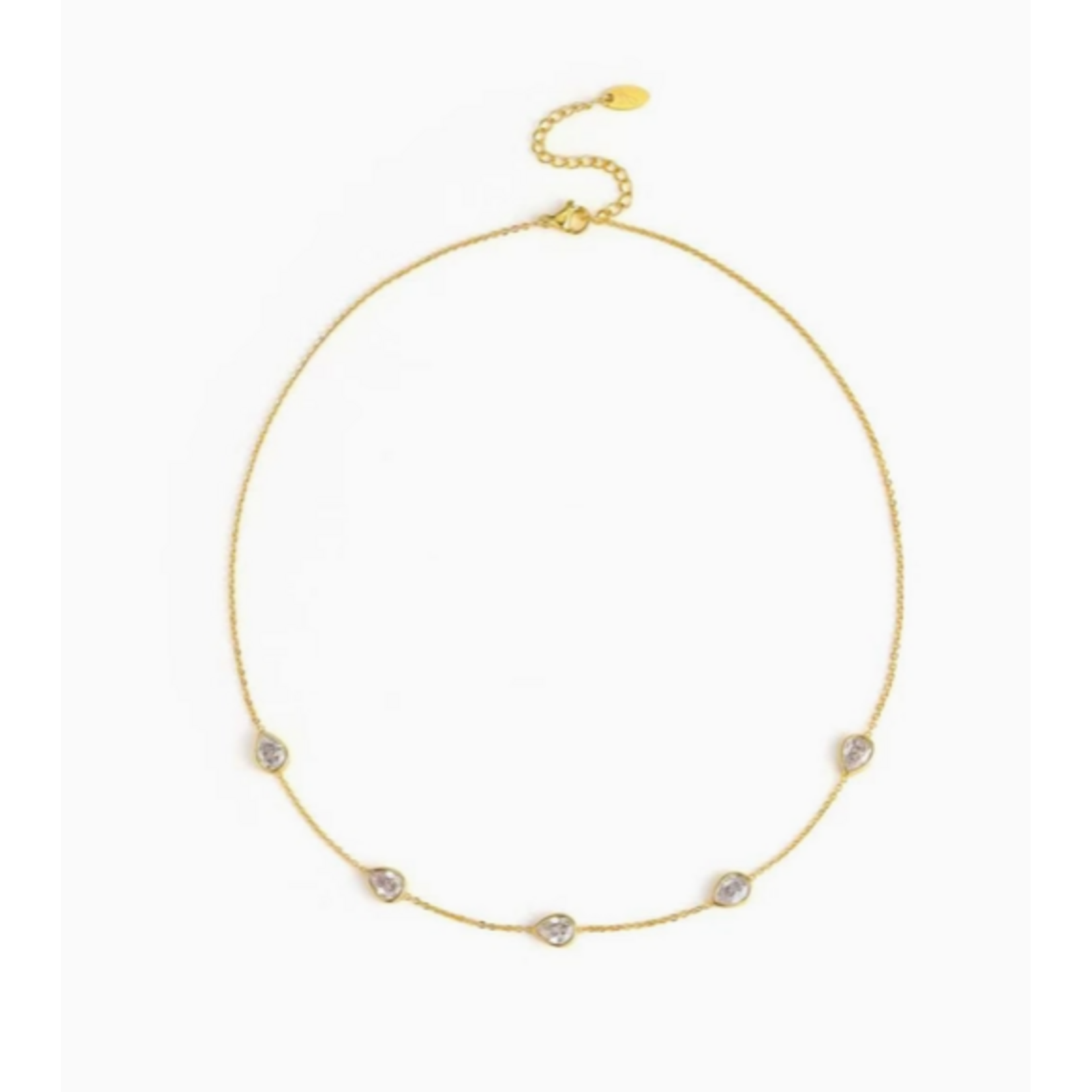 Ellison+Young E+Y Teardrop Gem Station Necklace Clear
