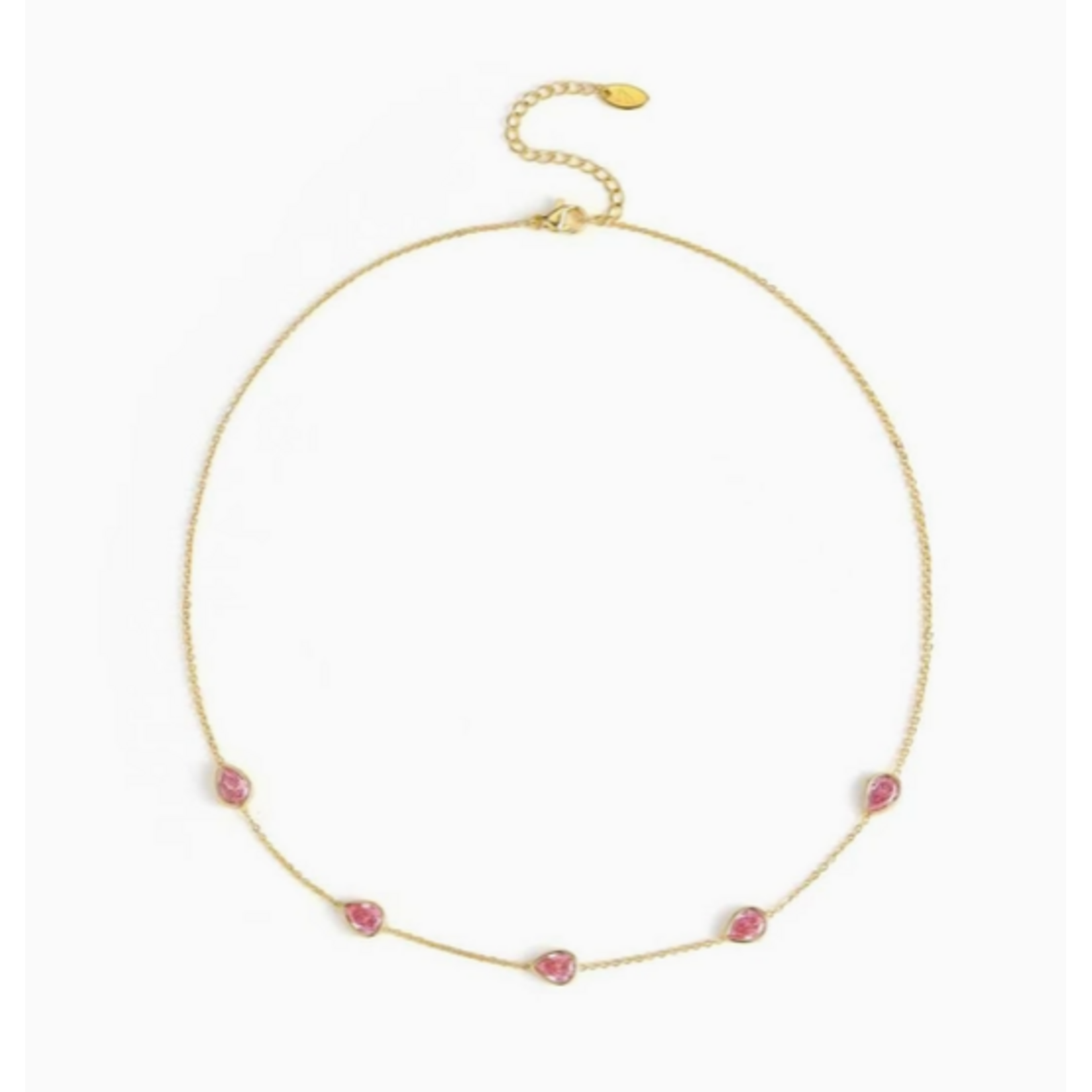 Ellison+Young E+Y Teardrop Gem Station Necklace Pink