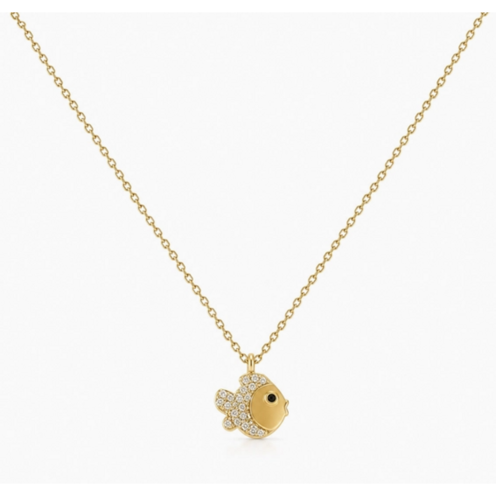 Ellison+Young E+Y Tiny Sparkle Blow Kissing Fish Necklace