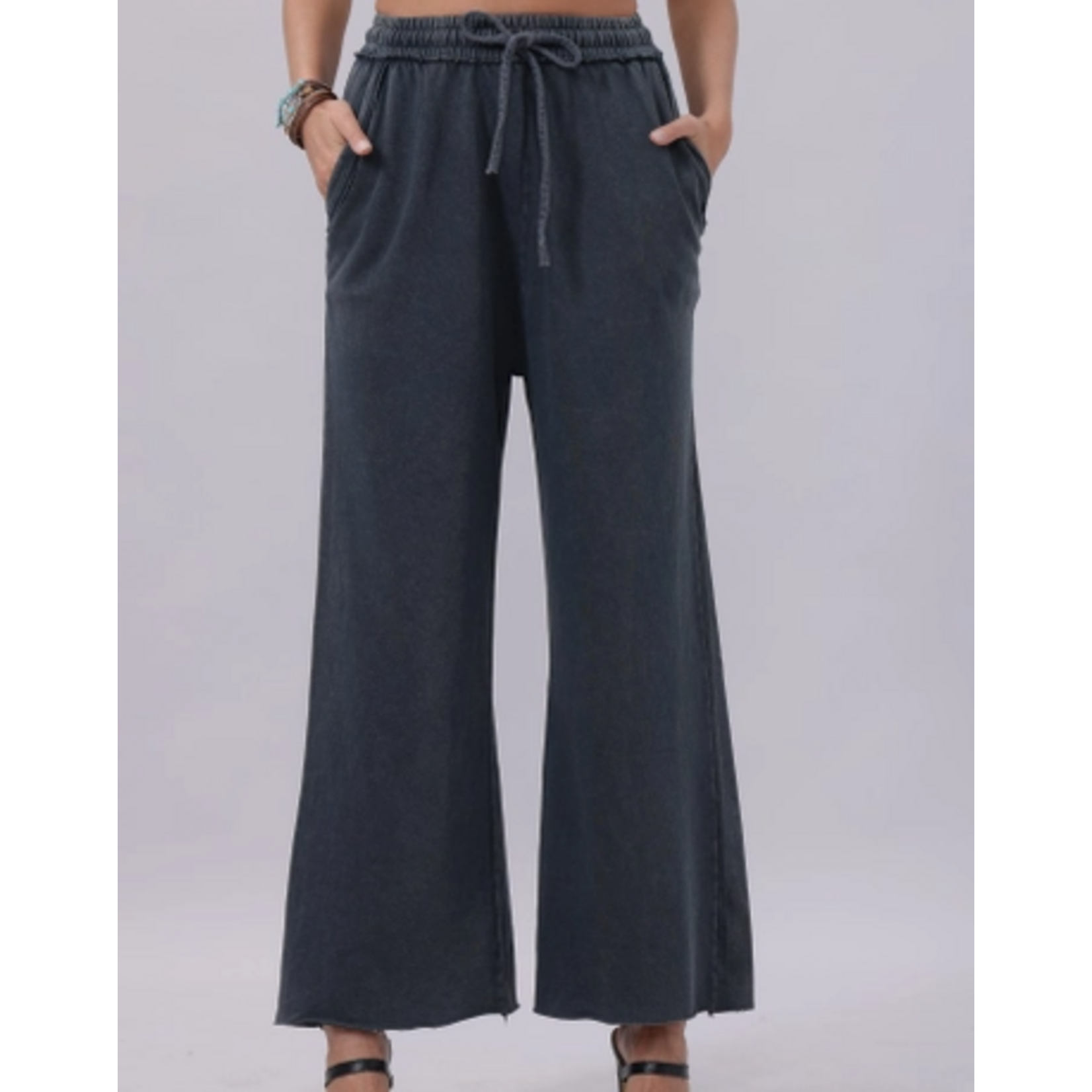 Leto Accessories Leto Acid Wash Wide-Leg Sweatpants