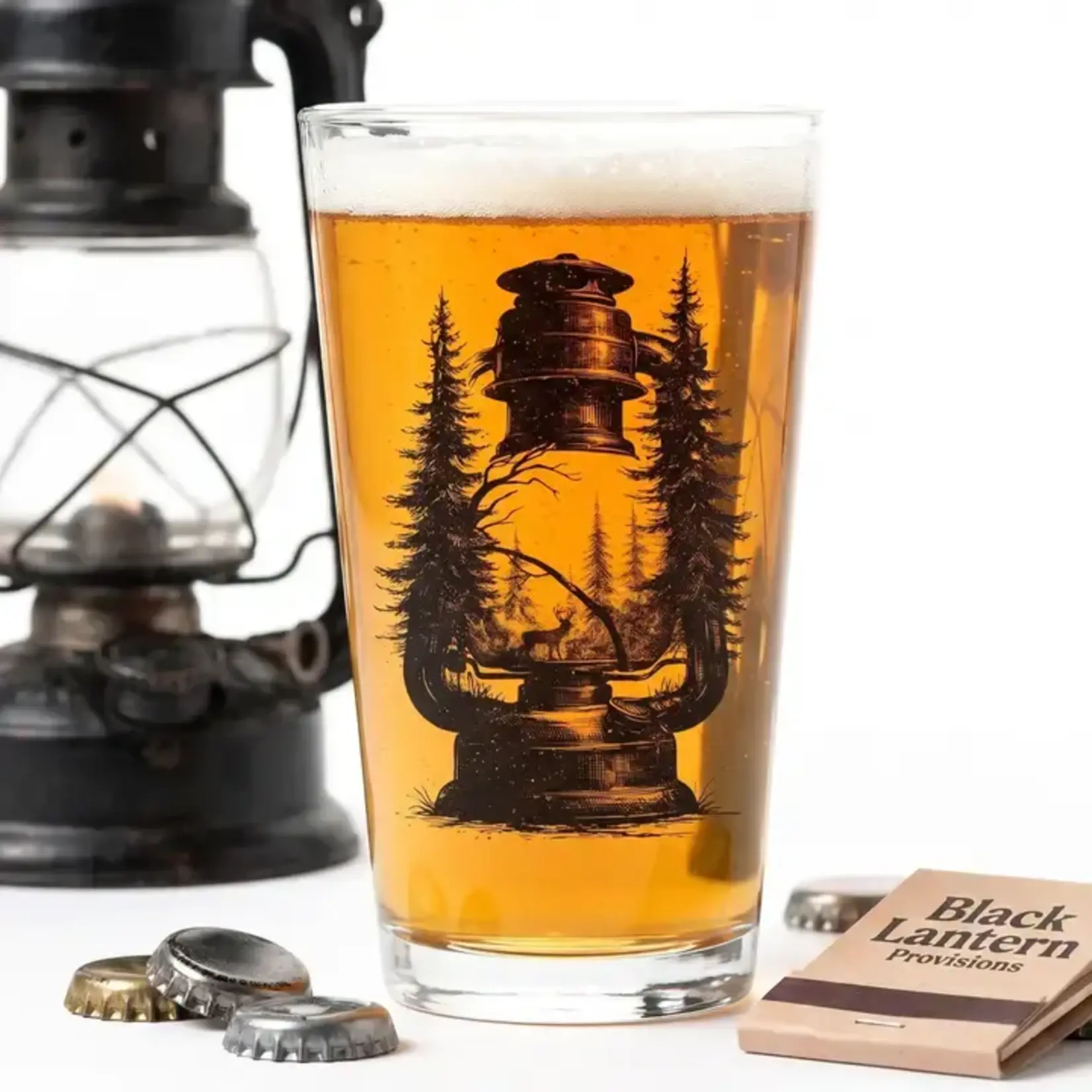 Black Lantern Black Lantern Lantern and Forest Pint Glasses