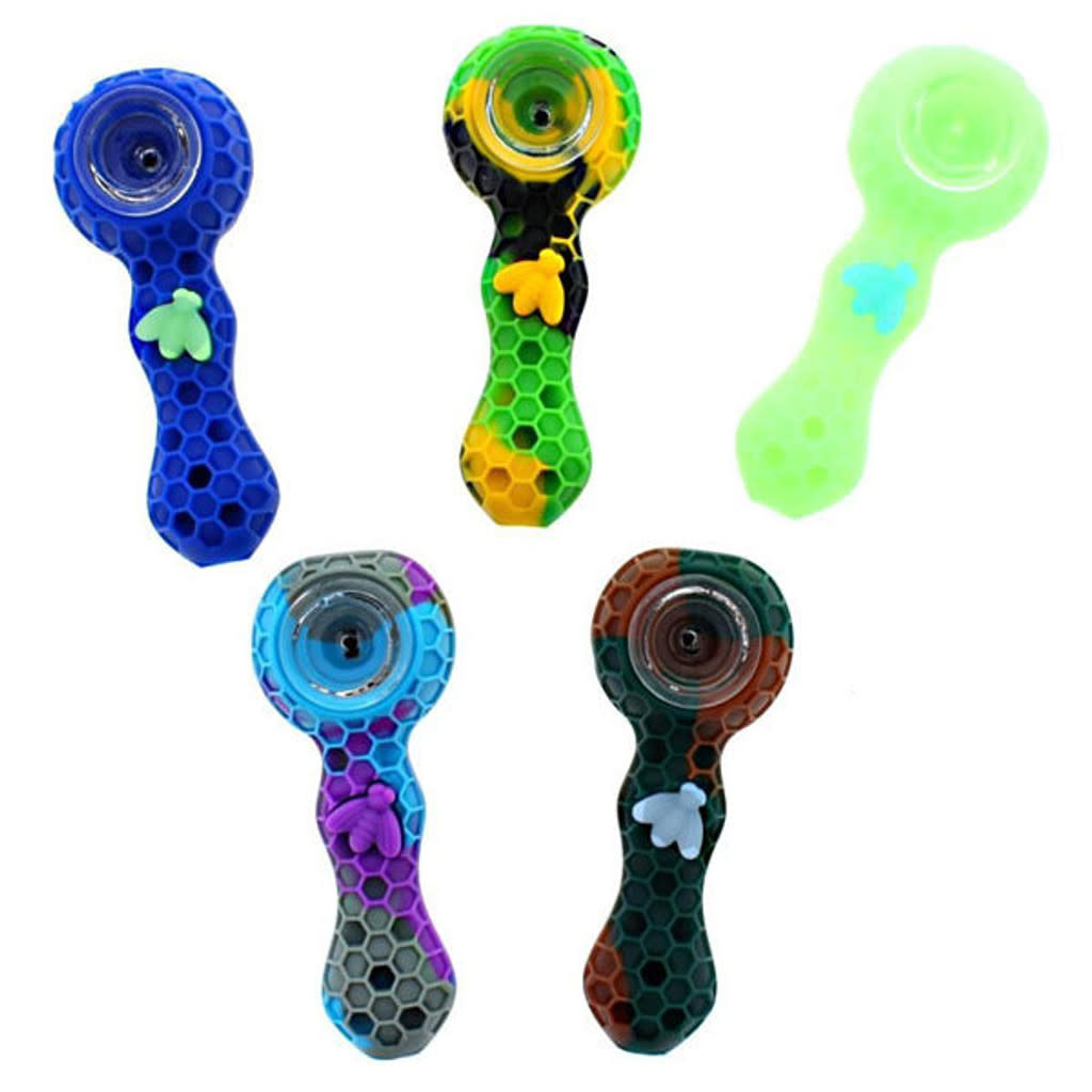 Silicone Bowl Pipe Honeycomb w/ Dabber - Green Line Products
