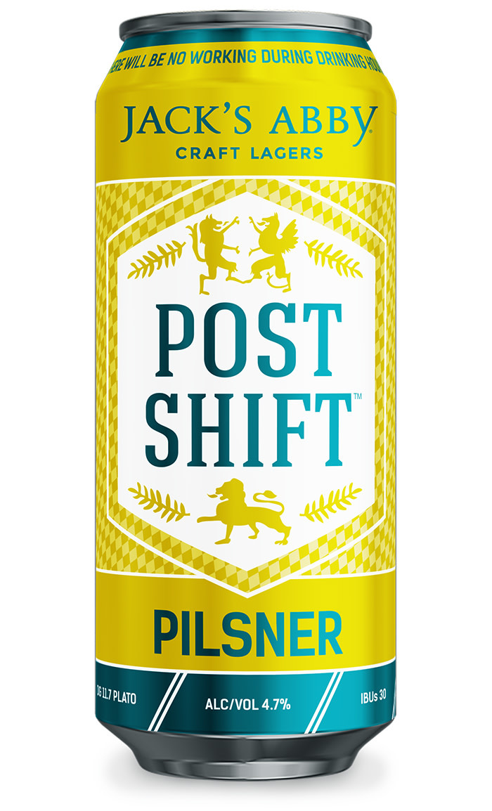 JACKS ABBY POST SHIFT PILSNER 4PK Bauer Wine & Spirits