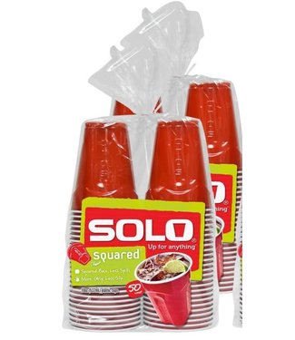 PLASTIC CUPS RED SOLO 18OZ 50 COUNT
