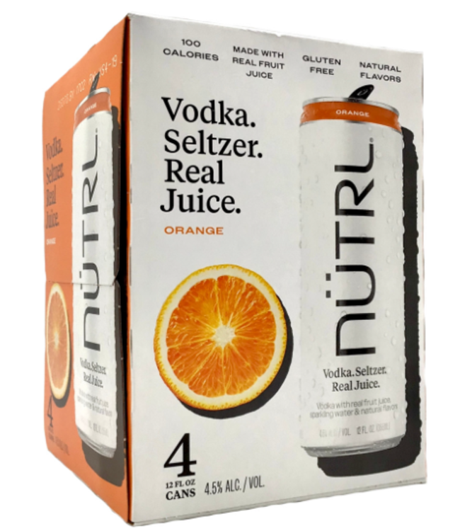 NUTRL ORANGE VODKA SODA 4PK