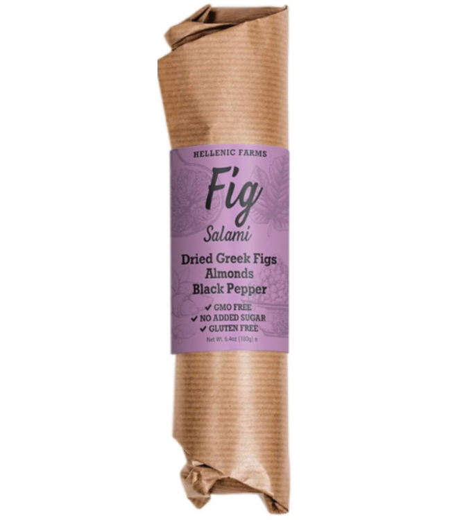 HELLENIC FARMS VEGAN FIG SALAMI WITH ALMONDS AND BLACK PEPPER