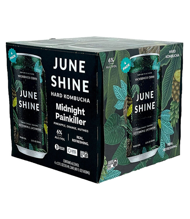 JUNESHINE HARD KOMBUCHA MIDNIGHT PAINKILLER 4 PK