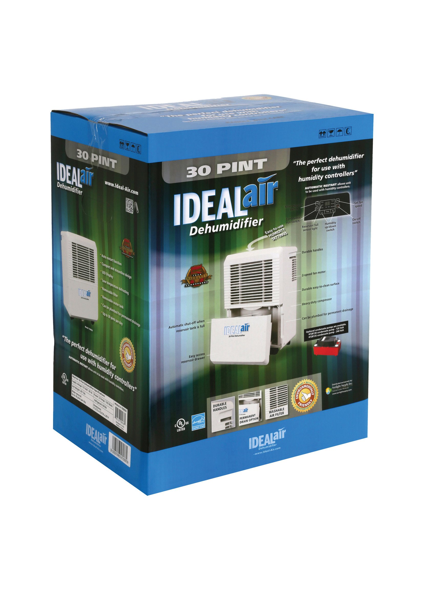 Ideal-Air Dehumidifier 50 PINT Up to 80 Pints Per Day