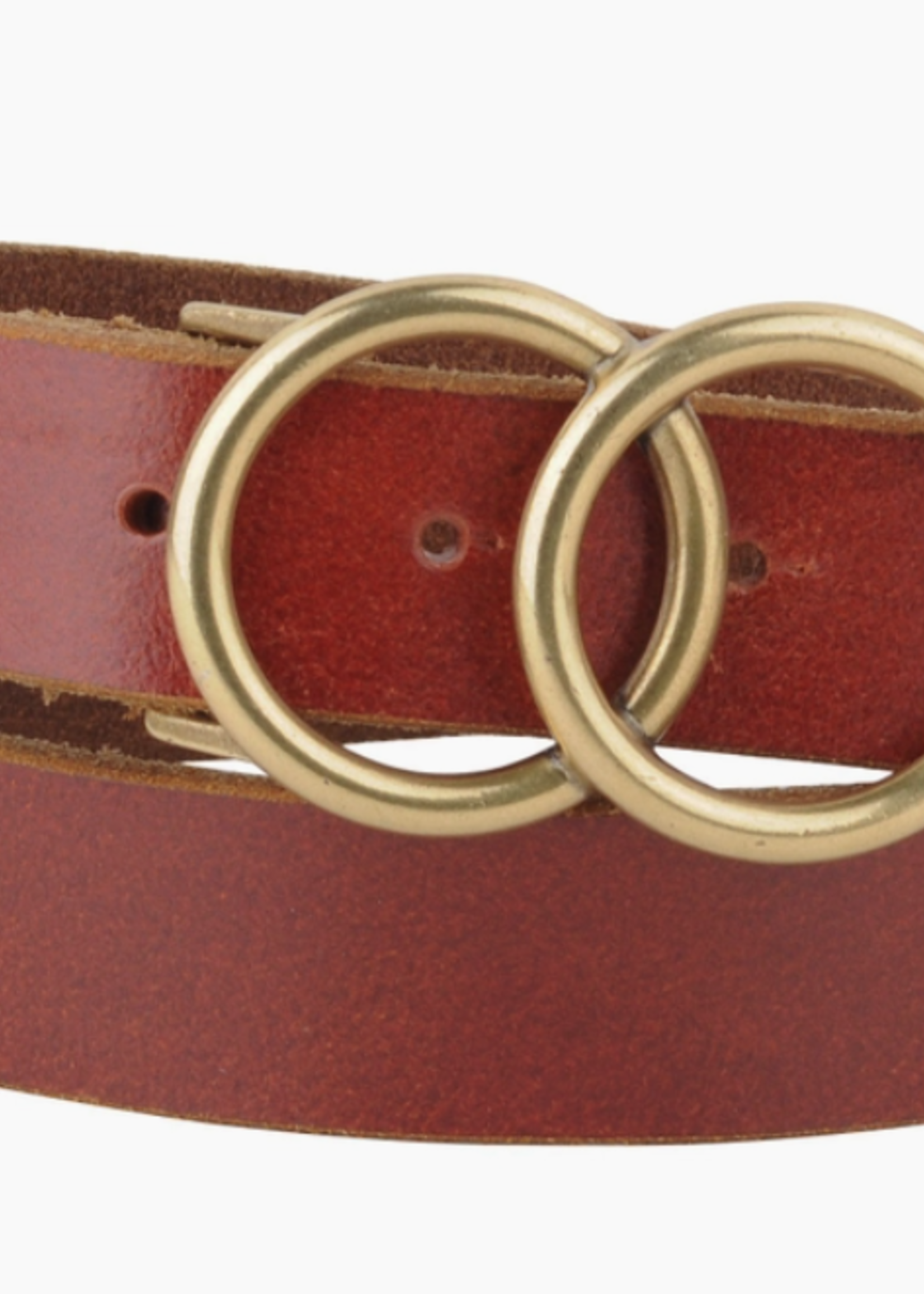 Circle Buckle Leather Belt