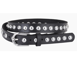 Skinny Round Studded Leather Belt