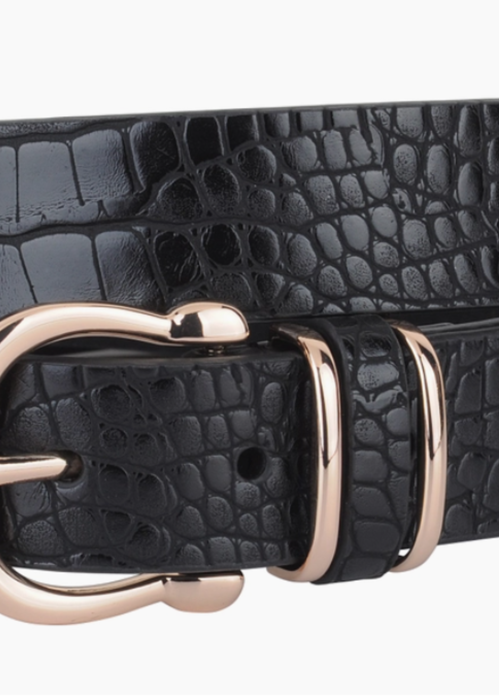 Stunning Croco Print Leather Belt with Triple Holder