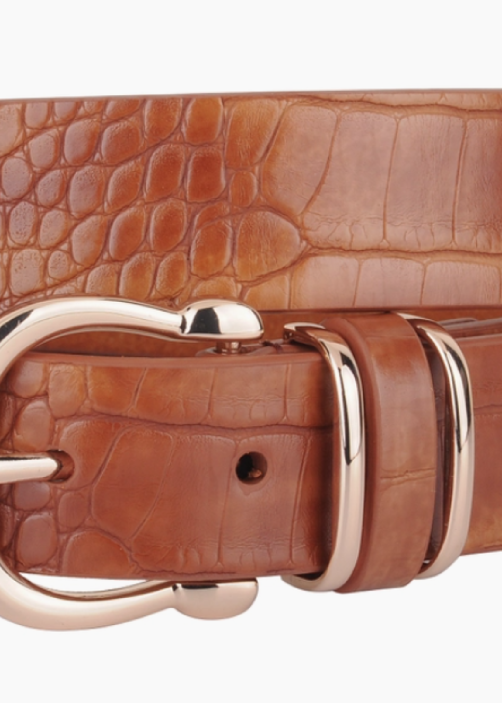 Stunning Croco Print Leather Belt with Triple Holder