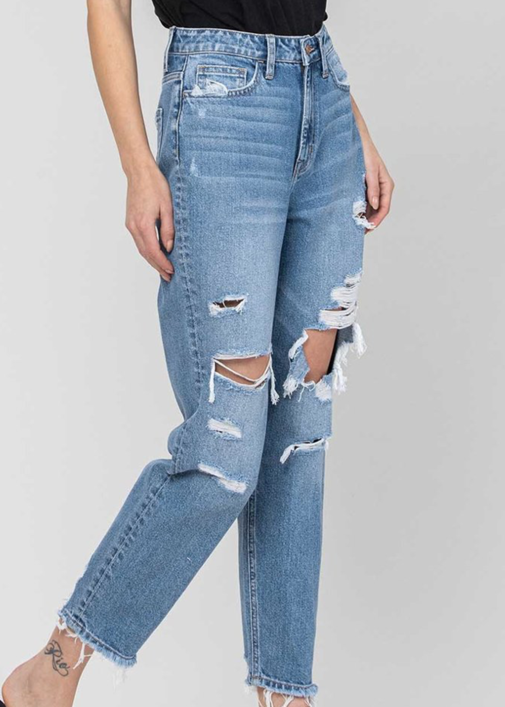 Flying Monkey Distressed Mom Jeans