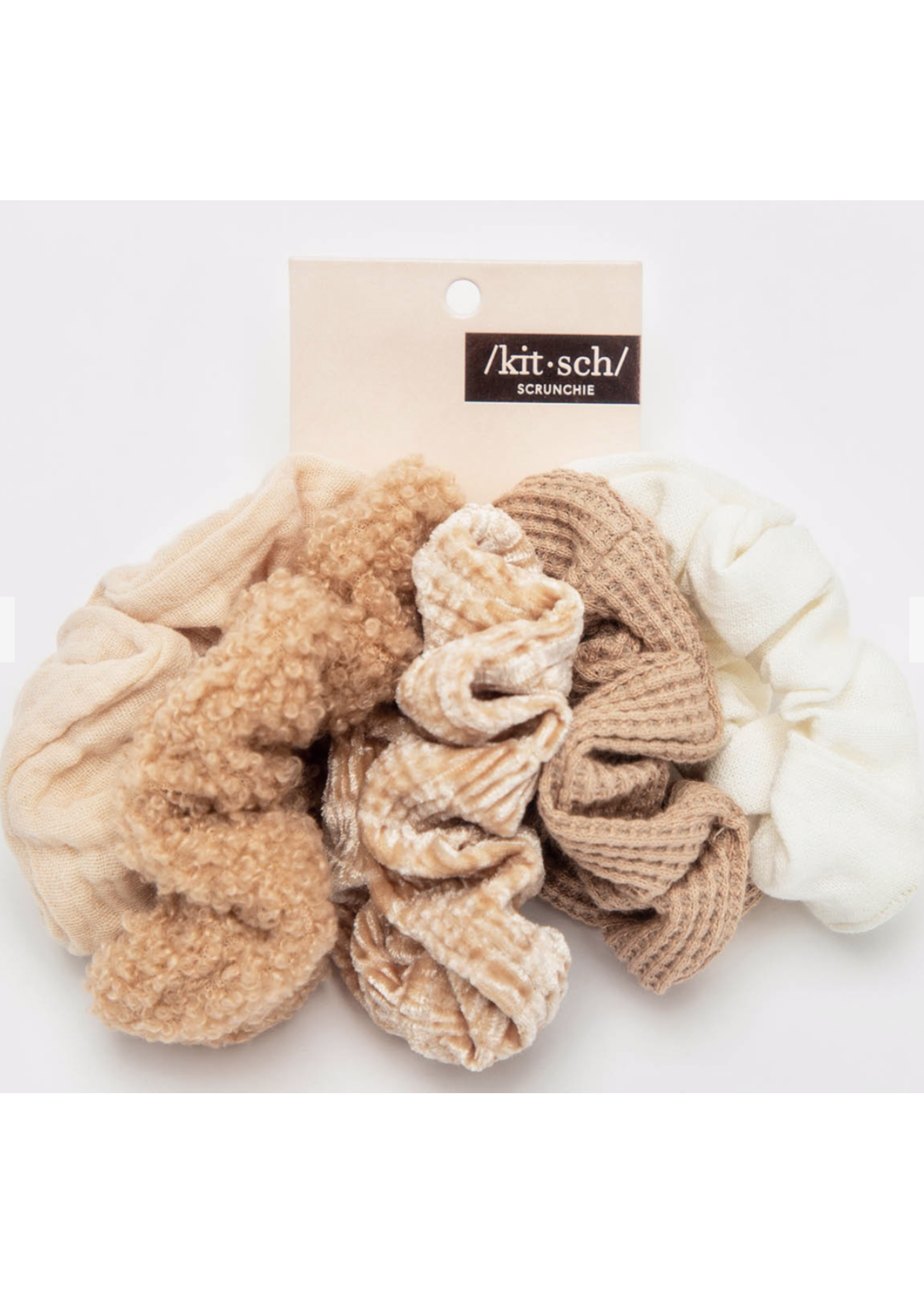 Assorted Textured Scrunchies 5 pc