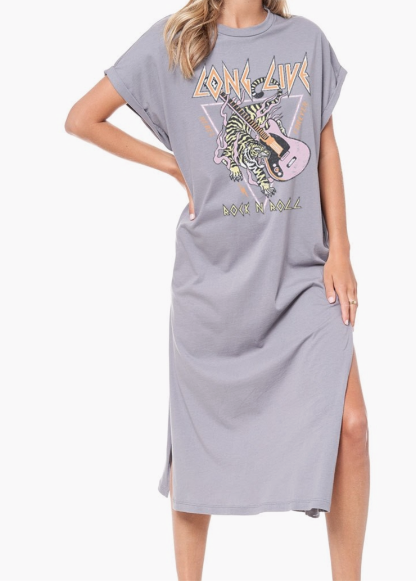 Rock N Roll Graphic T Shirt Dress - The 