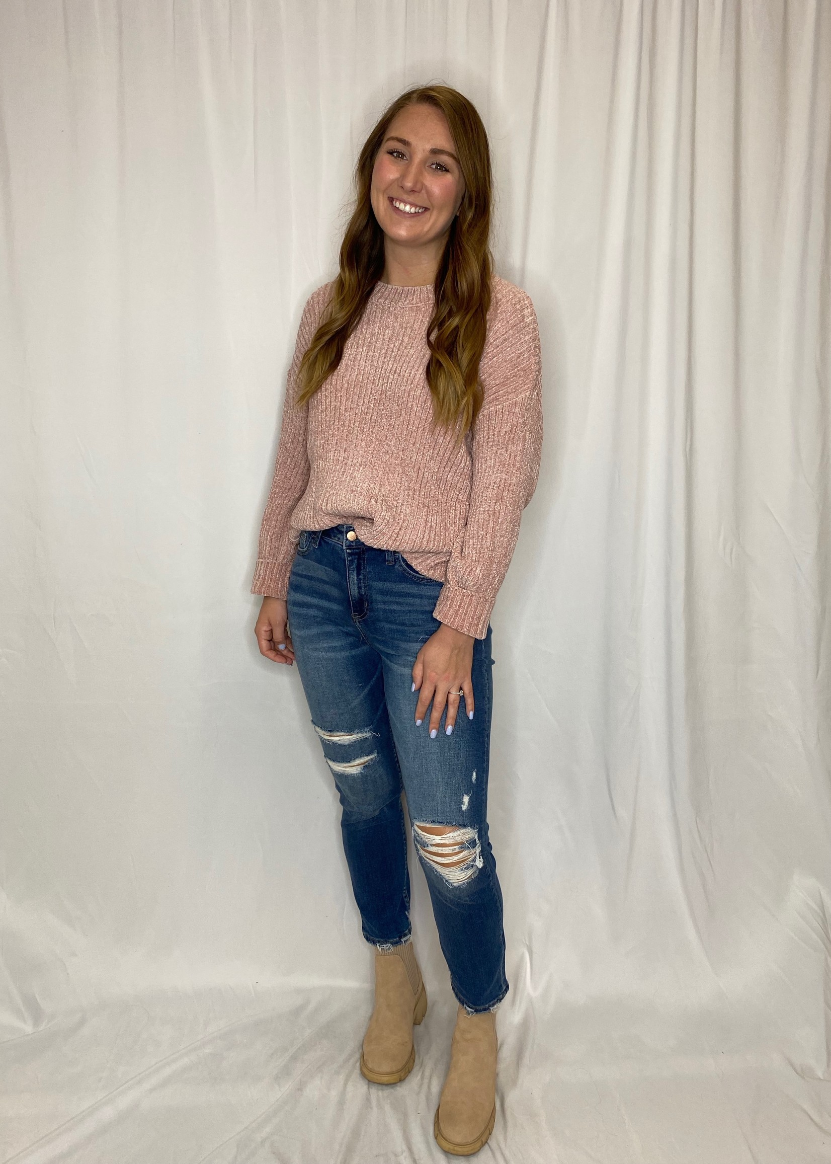 Vintage Rose Chenille Sweater - The Trove