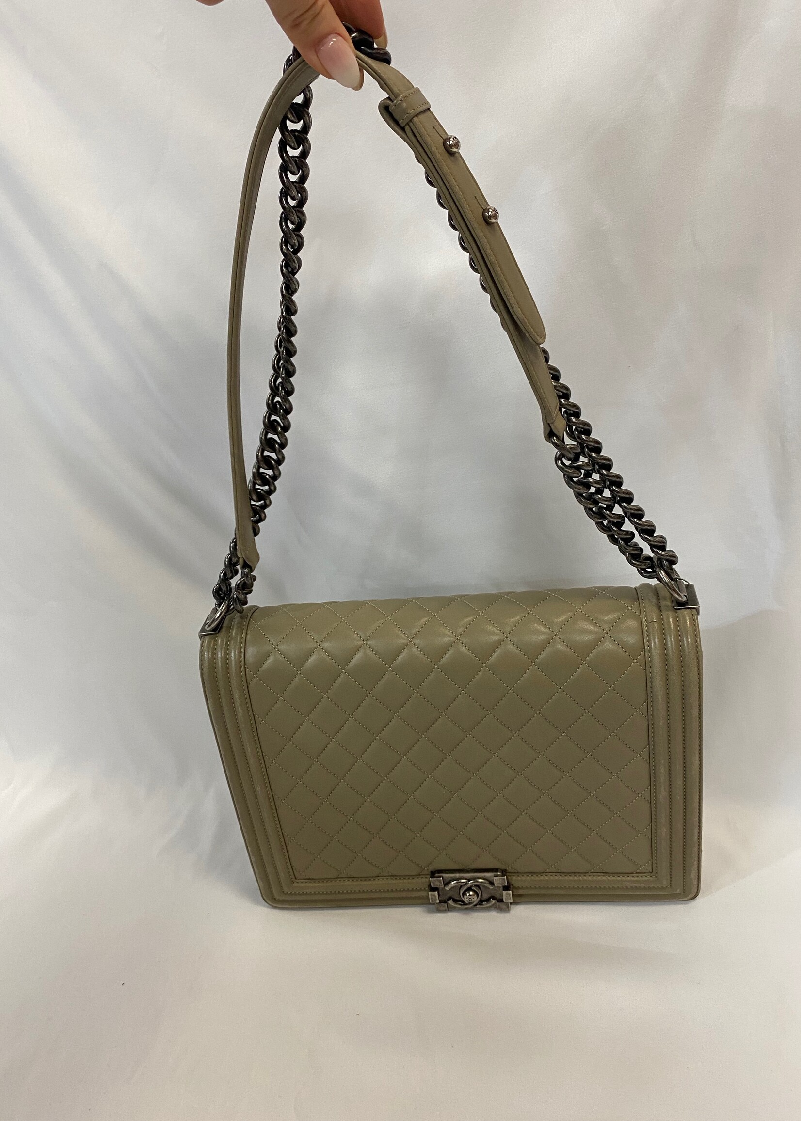 Chanel Chanel XL Boy Bag Taupe w/ Aged Nickel Hardware