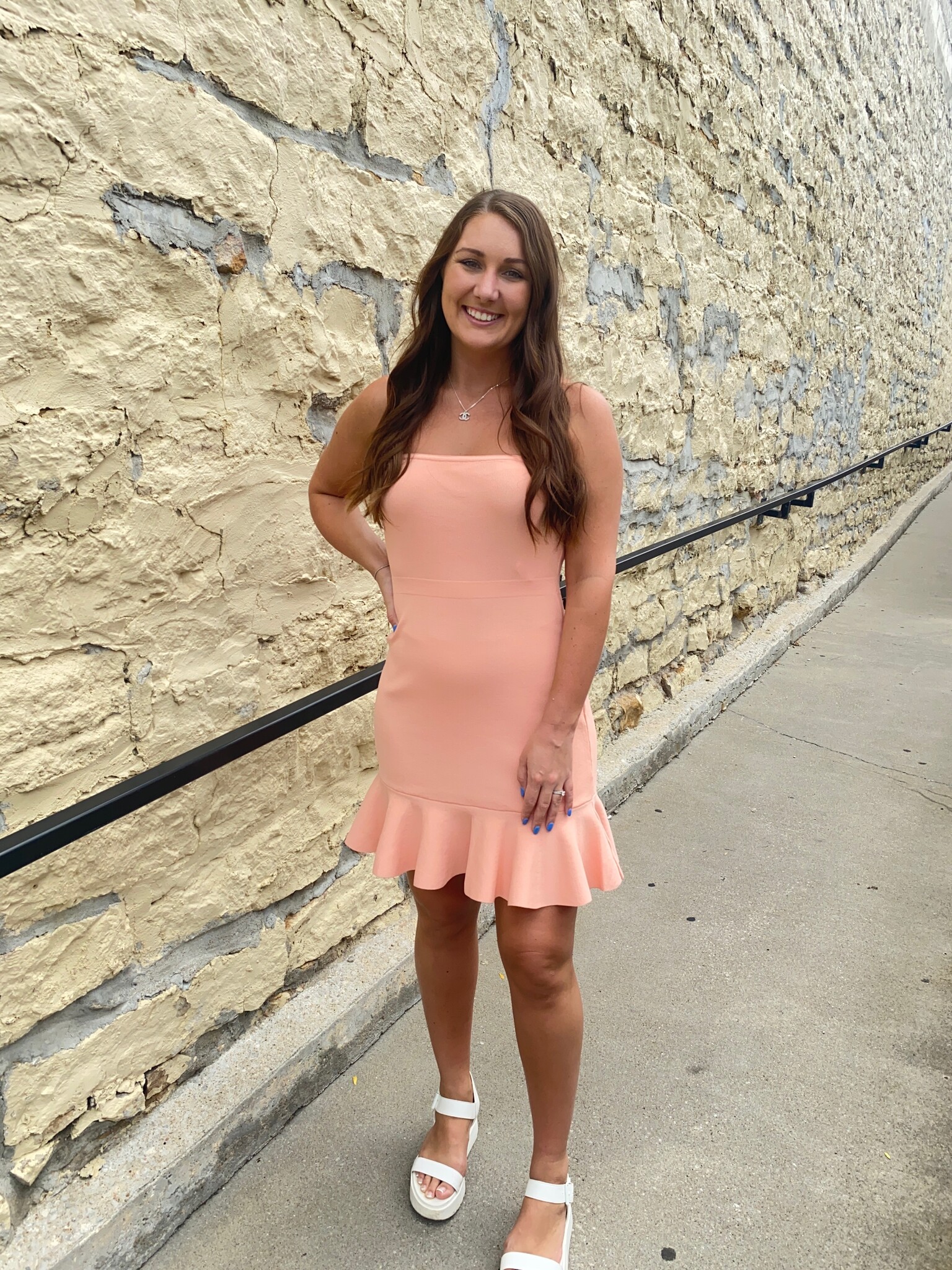 Peach top tube dress