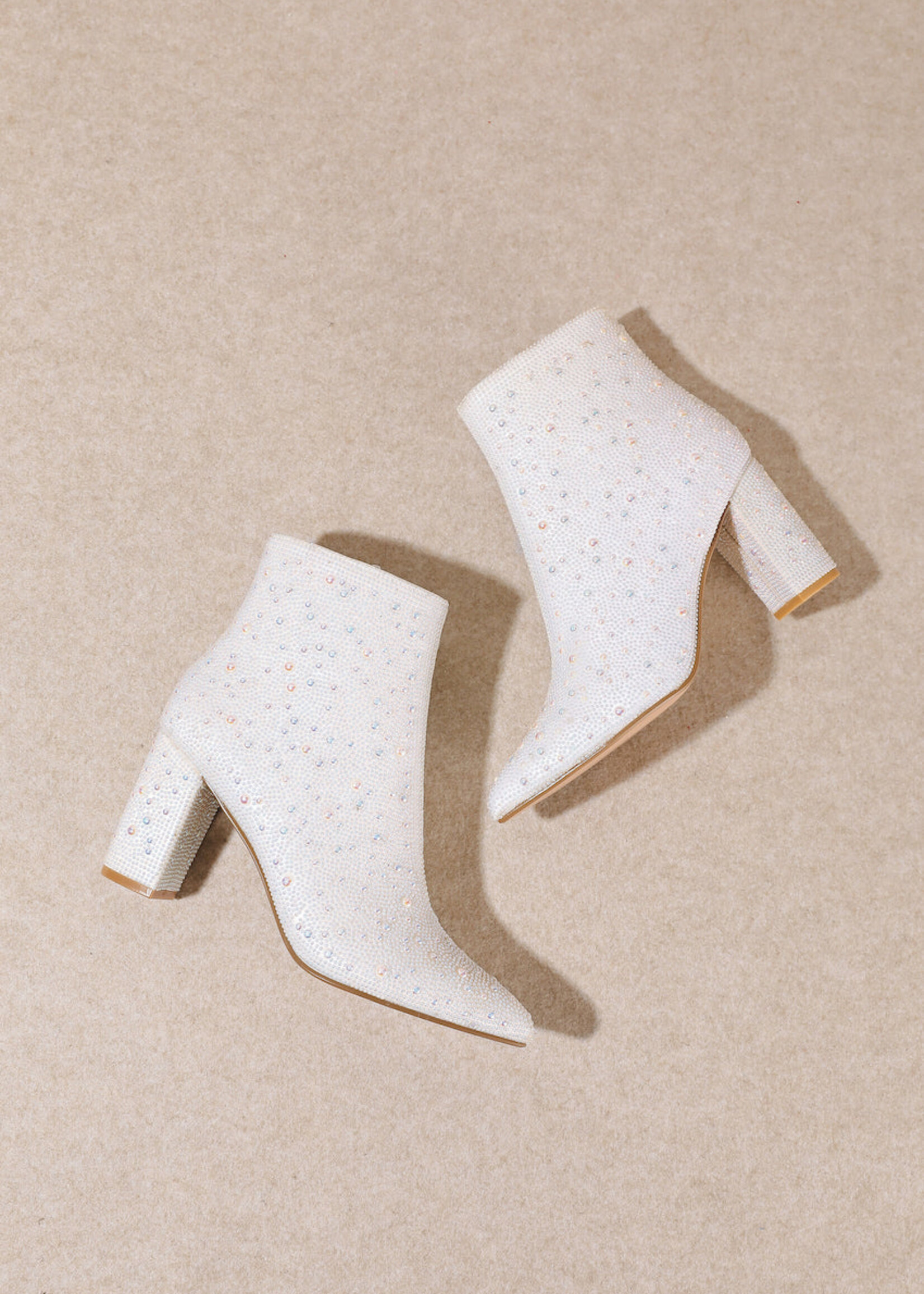 White Pearl Heeled Booties