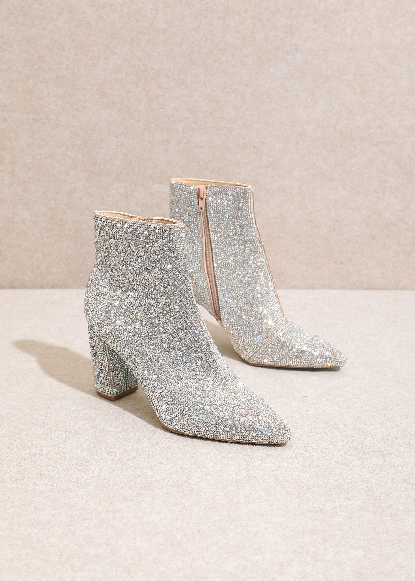 Disco Bling Block Heel Booties