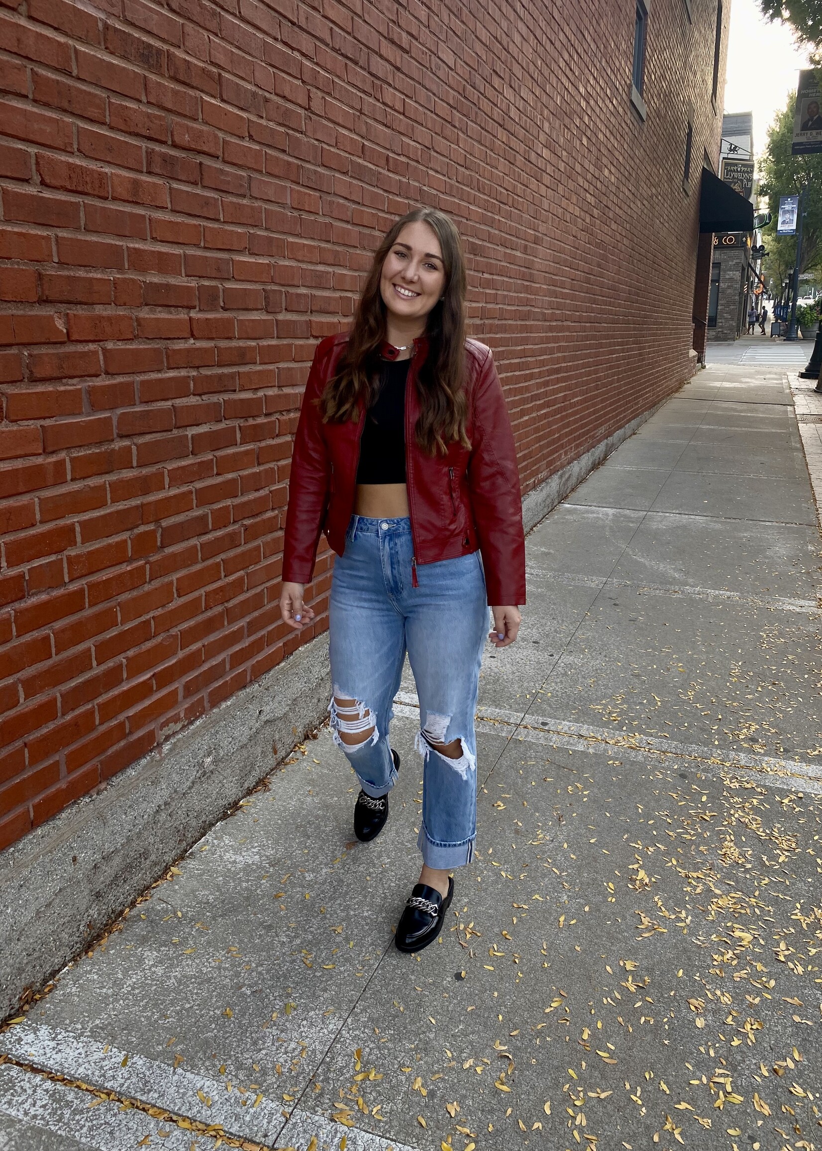 Red It Girl Faux Leather Jacket