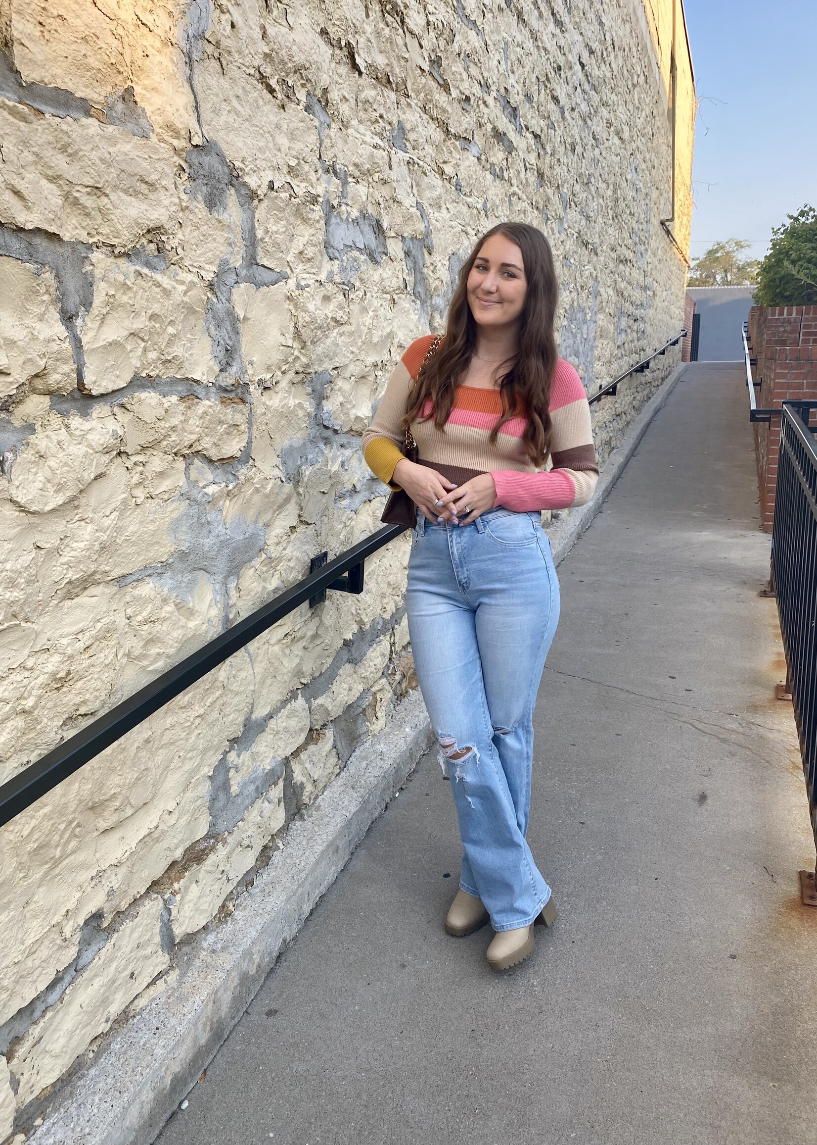 Color Block Striped Knit Top