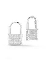 Sterling Silver CZ Padlock Earrings