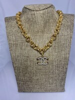 Chunky Gold Repurposed Bling CC Necklace