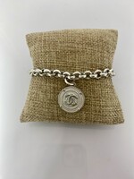 Winifred Design Repurposed Silver Rolo Chain Bracelet Silver CC Charm