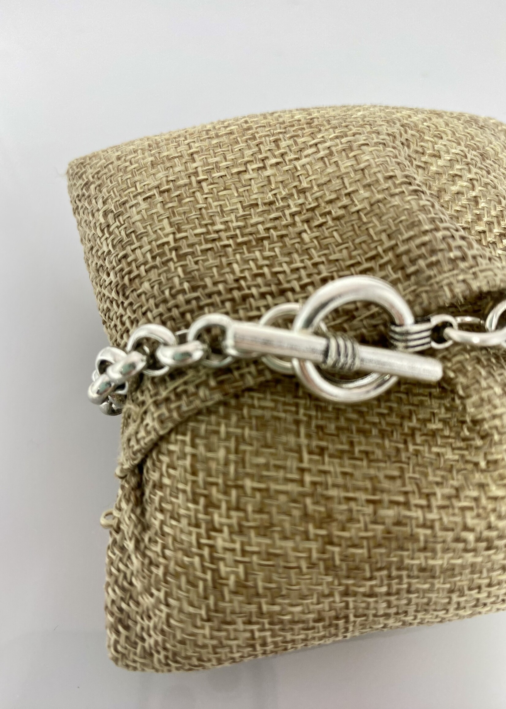 Winifred Design Repurposed Silver Rolo Chain Bracelet Silver LV Charm