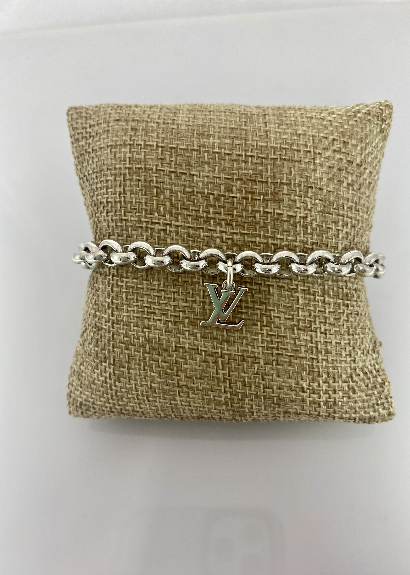 Winifred Design Repurposed Silver Rolo Chain Bracelet Silver LV Charm