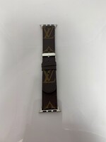 Handmade Apple Watch Band Re-Purposed Double Turn Azur Monogram for Series 1-8, 40mm/41mm / Silver