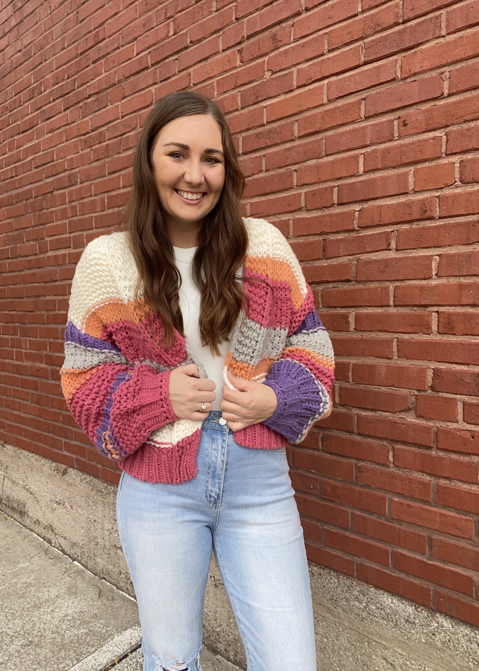 Chunky Knit Striped Cardigan