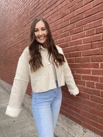 Cream Corduroy Sherpa Cropped Jacket